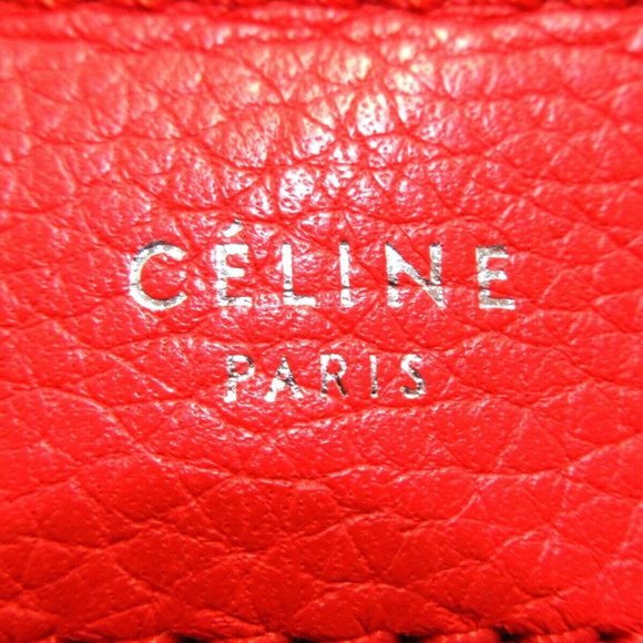 Auth CELINE Trapeze Small Red Leather Suede Womens Handbag - Picture 9 of 15